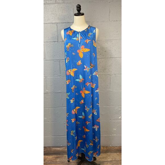 Vintage 1960s Vanity Fair Blue Butterfly Peignoir Set Hostess Set SM Psychedelic - Picture 3 of 13